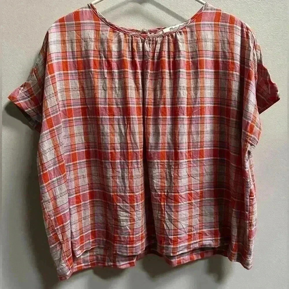 LIKE NEW | Women’s Madewell Plaid Shirred-Neck Boxy Top | Size XXS - Picture 1 of 6